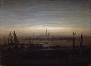Greifswald i måneskin af Caspar David Friedrich