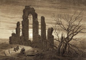 Vinter, nat, alderdom og død (uddrag fra cyklus af døgnets timer og menneskets aldre) - Værk af Caspar David Friedrich (1774-1840), sepia på papir (19,2x27,5 cm) af Caspar David Friedrich