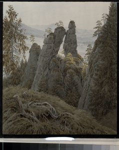 Stenporten i Neurathen (Tyskland). (Klippeportene i Neurathen). Værk af Caspar David Friedrich (1774-1840), akvarel på papir, mellem 1826 og 1828. Tysk kunst fra det 19. århundrede, romantik. State Hermitage, Sankt Petersborg. af Caspar David Friedrich