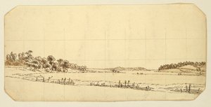 Lakeside, 1802-3 (pen og brun blæk vask med blyant på papir) af Caspar David Friedrich