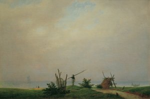 Havstrand med fiskere af Caspar David Friedrich