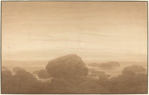Måneopgang på en tom kyst af Caspar David Friedrich
