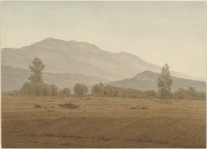 Nymåne over Riesengebirge-bjergene af Caspar David Friedrich