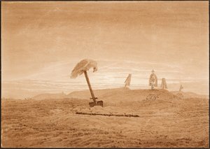""Landskab af grave"" (Landskab med grave) Tegning af Caspar David Friedrich (1774-1840) ca. 1836 Dim 23,8x28,6 cm Albertina, Wien af Caspar David Friedrich