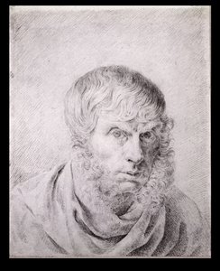 Selvportræt, ca. 1810 (sort kridt på papir) af Caspar David Friedrich