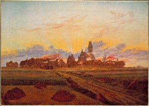 Solopgang nær Neubrandenburg af Caspar David Friedrich