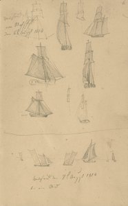 Studier af sejlskibe af Caspar David Friedrich
