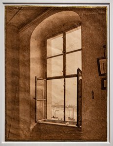 Udsigt fra kunstnerens studie, vindue til venstre af Caspar David Friedrich