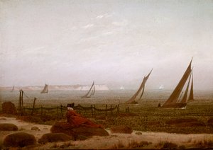 Kvinde på stranden ved Rugen af Caspar David Friedrich