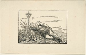 Ung mand liggende på en grav af Caspar David Friedrich