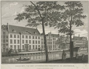 Udsigt over det lutherske børnehjem i Amsterdam Udsigt over Luthersche Børnehjem i Amsterdam (titel på objekt)