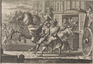 Angreb på Nicolau Monteiro, Prior af Cedofeita, i Roms gader af Caspar Luyken (attributed to)