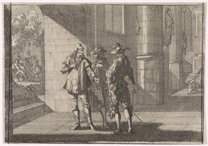 Masaniello taler med to adelsmænd i en kirke, 1647 af Caspar Luyken (attributed to)