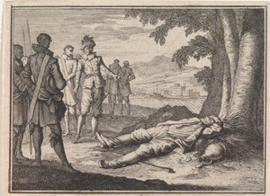 Filip den Gode finder en beruset bonde under et træ af Caspar Luyken