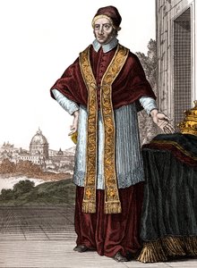 Portræt af pave Clement XI (Clemente ou Clemens) (pave fra 1700 til 1721) - Tegninger af Caspar Luyken - Indgraveret og udgivet af Christoph Weigel (Nürnberg 1703)