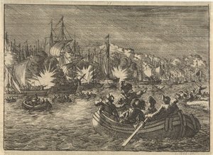 Spansk flåde på Schelde erobret og brændt af hollænderne, 1631 af Caspar Luyken