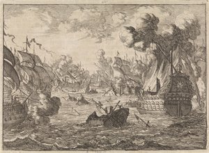 Søslaget ved Cape La Hogue, 1692 af Caspar Luyken
