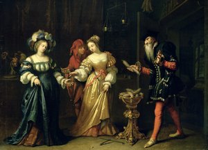 En maskeret joker, 1668 af Caspar Netscher
