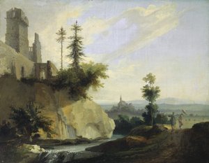 Landskabssammensætning med ruin af et slot, c.1774-77