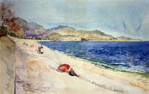 På stranden under Promenade des Anglais, Nice, Frankrig, 1898. af Cass Gilbert