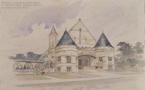 Forundersøgelse af en våbenhusbygning til Shattuck School, Faribault, Minnesota af Cass Gilbert