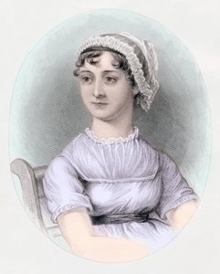 Portræt af Jane Austen, ca. 1850 (håndfarvet gravering) af Cassandra (after) Austen
