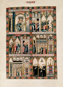 Miniaturer dedikeret til Saint Mary og hendes mirakler, fra Las Cantigas de Santa María (Sange om Saint Mary), Fol. 156