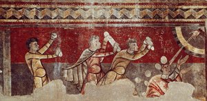 Steningen af Saint Stephen, ca. 1100 (fresko overført til lærred) af Catalan School