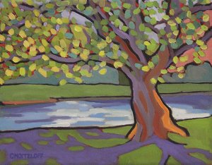 By the Sycamore, 2022 (olie på lærred) af Catherine J Martzloff