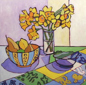Daffodil Patchwork, 2023 (olie på lærred)