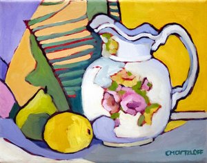 Floral Fusion, 2024 (olie på lærred) af Catherine J Martzloff