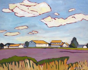 Wandering by the Field, 2022 (Olie på lærred) af Catherine J Martzloff