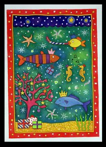 Fishy Christmas, 1997 (wc og pastel på papir)