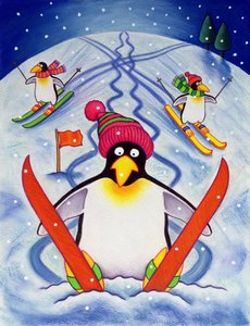 Skiferie, 2000 (wc og pastel på papir)