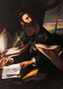 Portræt af St. Augustine af Hippo (olie på lærred) af Cecco de Caravaggio