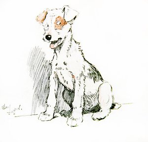 En engel i huset (kridt på papir) af Cecil Charles Windsor Aldin