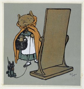 Kat foran sit spejl - tegning af Cécil Aldin. af Cecil Charles Windsor Aldin
