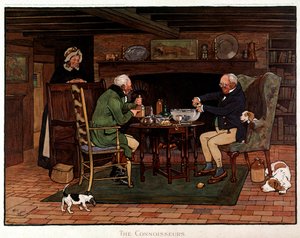 Connoisseurs To engelske forbereder punch. Akvarel af Cecil Aldin af Cecil Charles Windsor Aldin