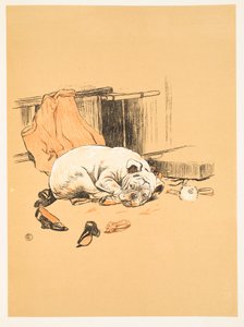 Skuffelse over ikke at finde chokoladerne, fra A Gay Dog, Story of a Foolish Year Aldin, Cecil Charles Windsor (1870-1935), udgivet William Heineman, 1905. 1. udgave, Illustration, Chalk and C af Cecil Charles Windsor Aldin