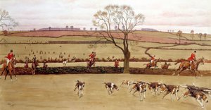 Jagtscene, besætningen Alicestone Watercolor af Cecil Aldin (1870-1935) 1800-tallets privatsamling af Cecil Charles Windsor Aldin