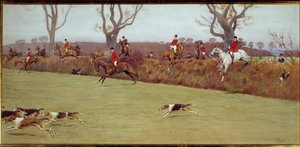 Jagtscene, besætningen Blackmoor Watercolor af Cecil Aldin (1870-1935) 1800-tallets privatsamling af Cecil Charles Windsor Aldin