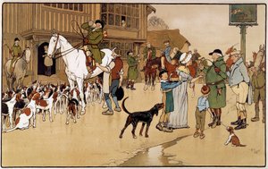 Stop ved kroen under en harejagt. Akvarel af Cecil Aldin (1870-1935) af Cecil Charles Windsor Aldin