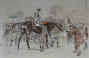 At lede i vinderen, mens bookmakerne jublede, ca. 1920-25 (pastel) af Cecil Charles Windsor Aldin