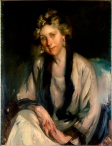 Portræt af en dame (olie på lærred) af Cecil William Rae