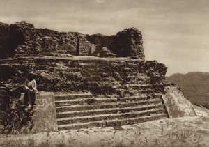 Mexico: Tepoztlan, El Tepoztecatl tempelruin (s/h foto)