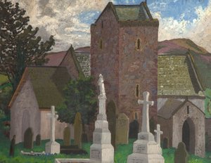 Llangenith Church, South Wales, ca. 1930 (olie på lærred) af Cedric Morris