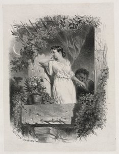 På balkonen, 1842. af Celestin Francois Nanteuil