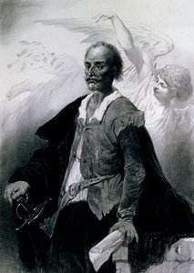 Portræt af Miguel de Cervantes Saavedra (Alcala de Henares af Celestin Francois Nanteuil