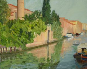 Canal Turn, Fortuny Gardens (maleri) af Celia Montague