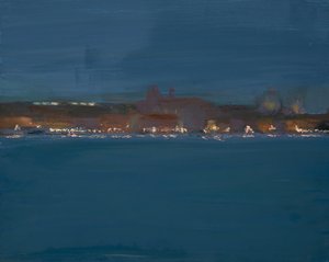 Night Lights, Venice (olie på lærred) af Celia Montague
